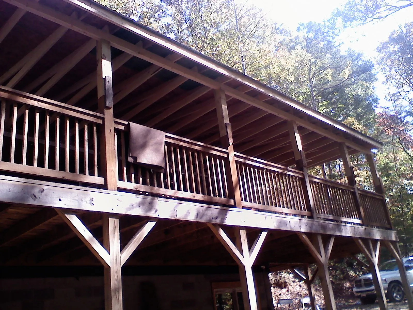 Timber framing under a new elevated porch and deck — Roof Leak Repair in Scarville by Roofing Brothers
